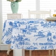 thumbnail image 5 of Vintage Blue Oval Tablecloth for Oval Table Smaller Than 54 x 78 inches, Waterproof Table Cloths for Dining Room Indoor Outdoor Table Cloth - 60x84in, 5 of 6