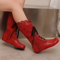 thumbnail image 5 of Tawop Womans Boots Mid-Calf Lace Up Round Toe Winter Boots, 5 of 8