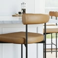thumbnail image 5 of Nathan James Dahlia Counter Heigh Barstool Chair with Back, Black Mid-Century Metal Legs and Brown Leather Cushions, 5 of 8