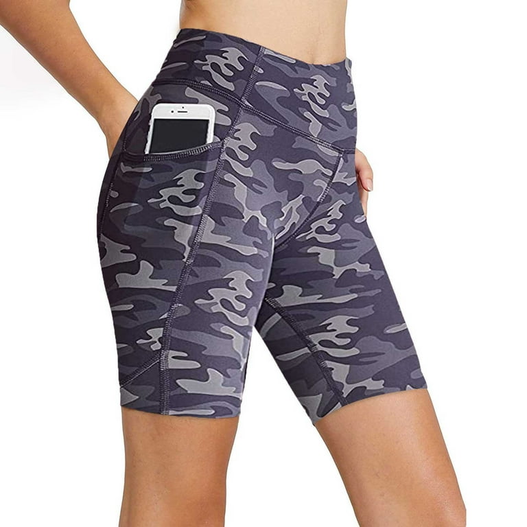 ZHAGHMIN Short Leggings With Pockets for Women Women High Waist Yoga Shorts  With Side Pockets Running Workout Biker Shorts Petite Yoga Pants Loose