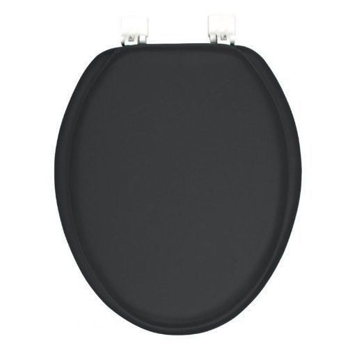 SOFT PADDED VINYL ELONGATED TOILET SEAT, BLACK