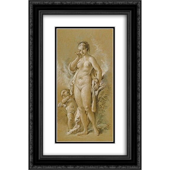 Francois Boucher 2x Matted 18x24 Black Ornate Framed Art Print 'Venus and Cupid'
