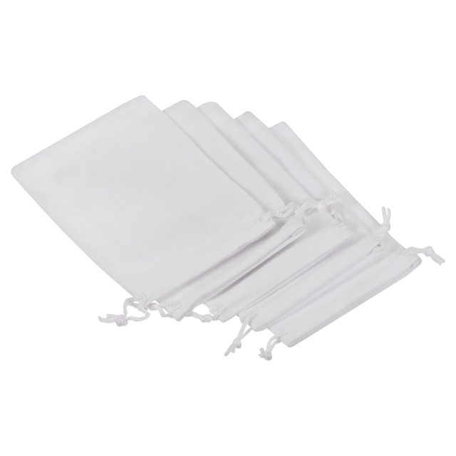 Unique Bargains Pochette en Microfibre 14x10cm, 5 Pcs Sac Cadeau à Cordon de Rangement Doux, Blanc