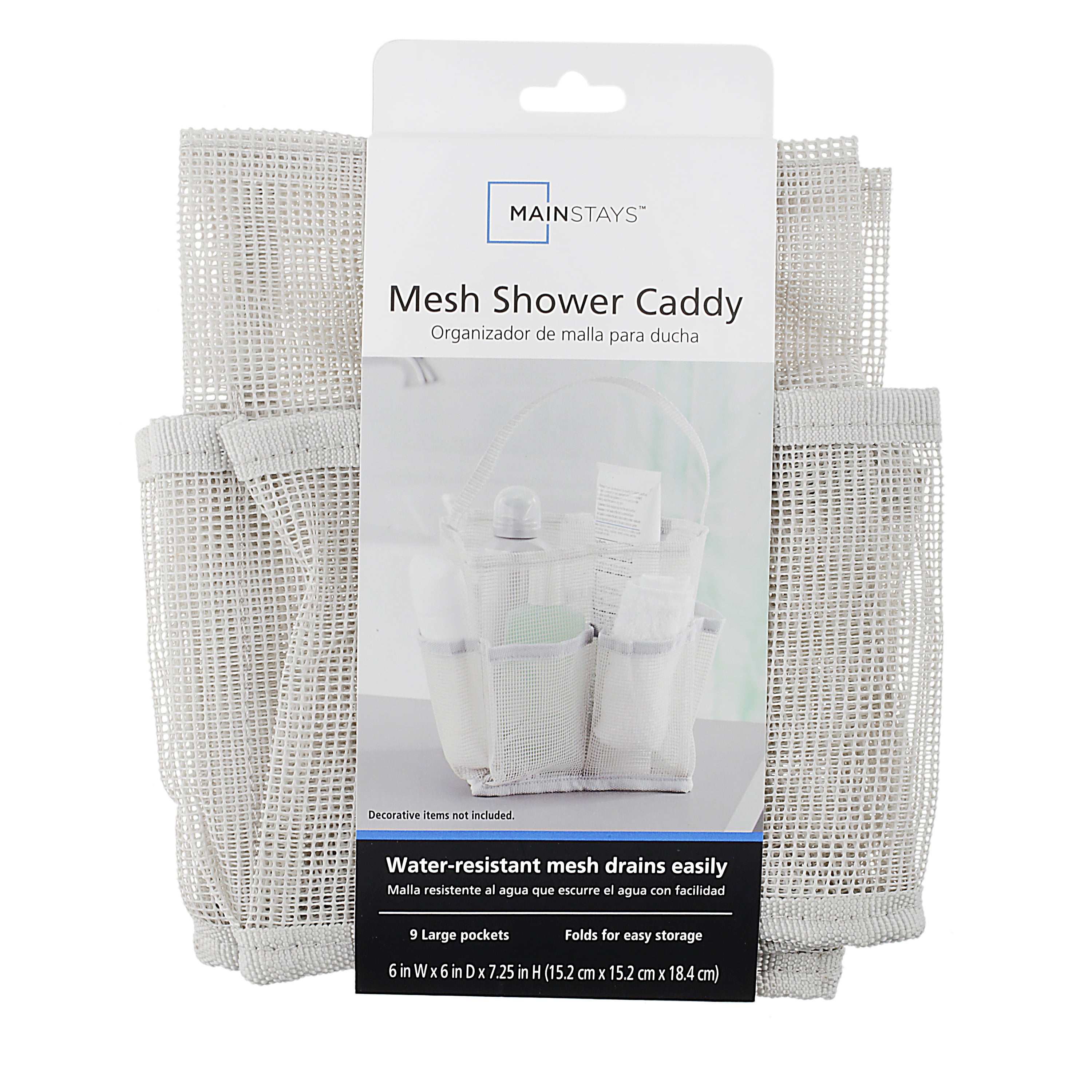 Mainstays Mesh Shower Tote, Grey