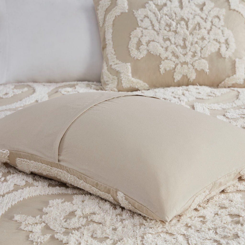 Witaxima King/Cal King 3 Piece Tufted Cotton Chenille Damask Duvet Cover Set, Multicolor, 104x92 Inches, Machine Washable