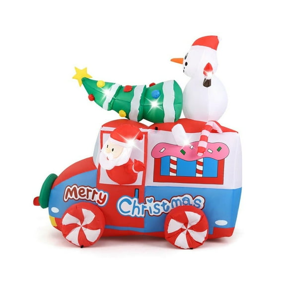 Resenkos 6-Ft Christmas Inflatable Santa on Car with Built-In Blower - Multi-Color