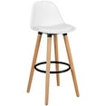 thumbnail image 4 of Gymax Set of 2 Mid Century Barstool 28.5" Dining Pub Chair w/Leather Padded Seat White, 4 of 10