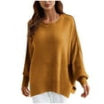 thumbnail image 1 of PEONAVET Chandail à Col Rond pour Femmes Mode Féminine Décontractée Ample Grande Taille Manches Longues Chandail Tricoté Chandail à Col Rond, 1 of 5
