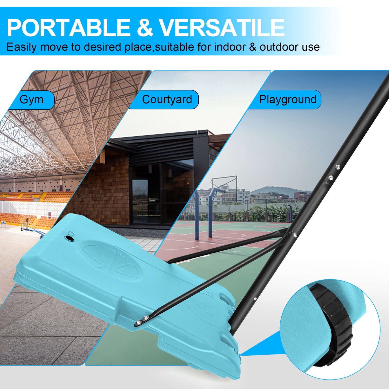 Portable Basketball Hoop, Portable Basketball Goal System with Stable Base and Wheels, use for Indoor Outdoor teenagers youth height adjustable 5.6 to 7ft Basketball Hoop 28 Inch Backboard