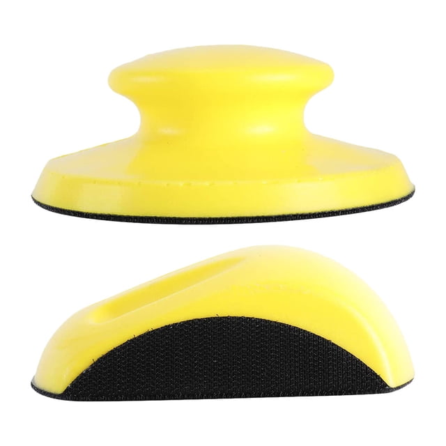 2pcs 5 Inch Hand Sanding Blocks Round and Mouse-Shaped Discs for Polishing
