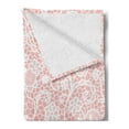 thumbnail image 2 of Oriental Soft Flannel Fleece Throw Blanket, Monochrome Design Repeating Pattern with Floral Hexagonal Lace Grids Motif, Cozy Plush for Indoor and Outdoor Use, 70" x 90", Blush White, by Ambesonne, 2 of 5