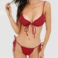 thumbnail image 3 of WREESH Womens Two Piece Swimsuit String Bikini Sets Solid Color Fashion Casual Broadband Sling Binding Bikinis Sets Beach Bathing Suit Red, 3 of 6