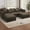 Brown-U, variant on FamiTOP 110” Chenille 3 Seats Sofa with Movable Ottoman & Adjustable Armrests, Modern Sectional Sofa with Deep Seats, Upholstered L Shape Sofa with Comfortable Backrests for Living Room, Grey