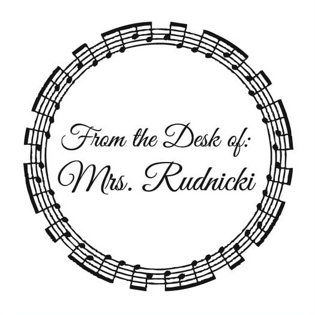 Personalized Round Self Inking Rubber Stamp - Musical Circle