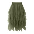 thumbnail image 4 of KHONTS Tulle Skirts for Women Midi Long Fairy Skirt Tutu A-Line Mesh Layered High Waist Elastic Skirts Army Green M, 4 of 4