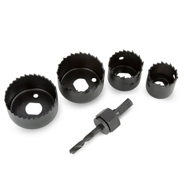 Hyper Tough Hole Saw Set With Arbor 1 1 4 Inch 1 1 2 Inch 2 Inch And 2 1 8 Inch Walmart Com