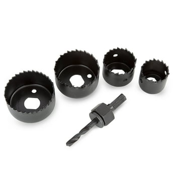 Hyper Tough Hole Saw Set with Arbor 1-1/4-inch, 1-1/2-inch, 2-inch and 2-1/8-inch