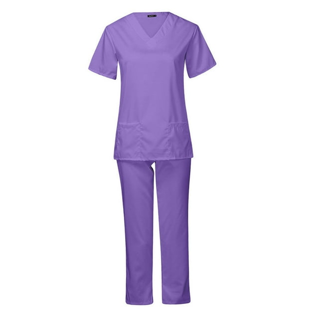 Conjunto de uniforme exfoliante para mujer, traje suave, uniformes de enfermería para centro de belleza, peluquero de mascotas Púrpura
