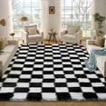 thumbnail image 6 of Garvee 9'x12' Fluffy Area Rugs Soft Luxury Shag Carpet, Modern Checkered Shaggy Rugs Christmas Rug with Non Slip Backing for Living Room Bedroom Home Decor, Black, 6 of 9