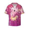 thumbnail image 3 of Balery Cute Pink Axolotl A Men's Casual Button Down Shirt Short Sleeve Textured Summer Cuban Beach Shirts-Large, 3 of 7