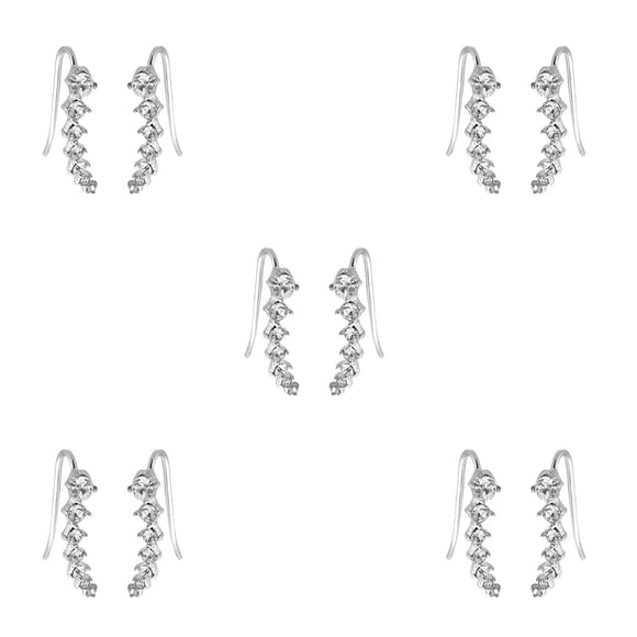 Qarigey Mujeres Niñas una 7 Crystal Ear Cuffs Hoop Climber Stud Pendientes Star Ear Stud Pin Accesorios de joyería Type4 NO4 Qarigey CBP048047