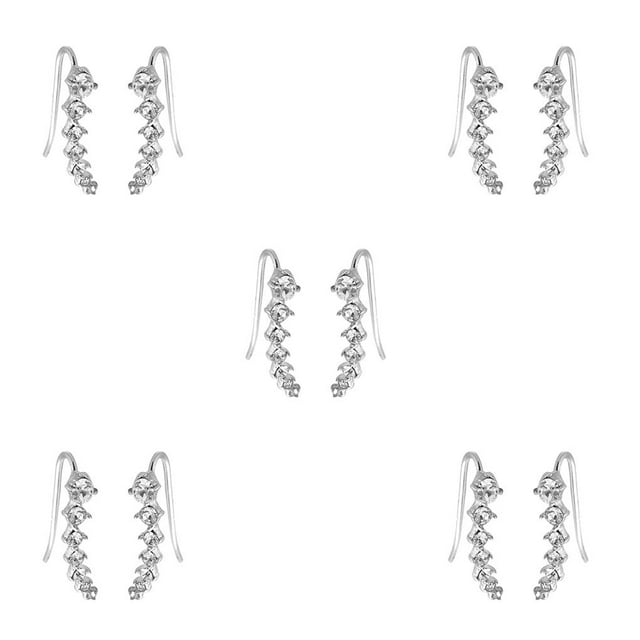 Qarigey Mujeres Niñas una 7 Crystal Ear Cuffs Hoop Climber Stud Pendientes Star Ear Stud Pin Accesorios de joyería Type4 NO4 Qarigey CBP048047