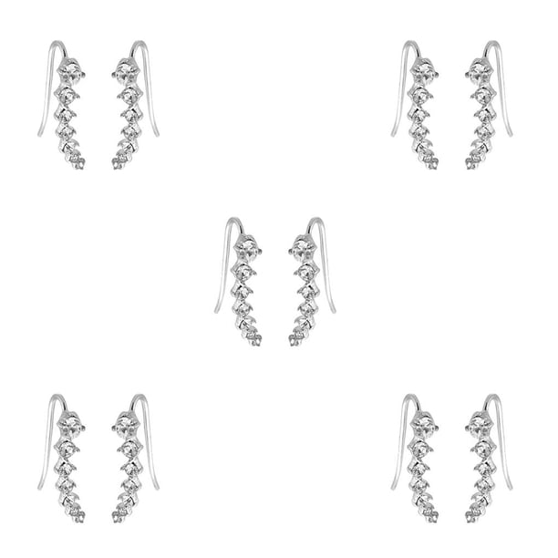 Qarigey Mujeres Niñas una 7 Crystal Ear Cuffs Hoop Climber Stud Pendientes Star Ear Stud Pin Accesorios de joyería Type4 NO4 Qarigey CBP048047