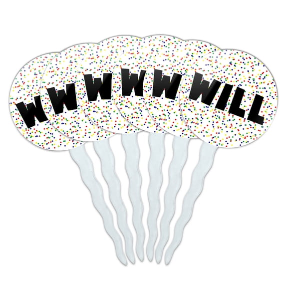 Will Cupcake Picks Toppers - Set of 6 - Mutlicolored Speckles