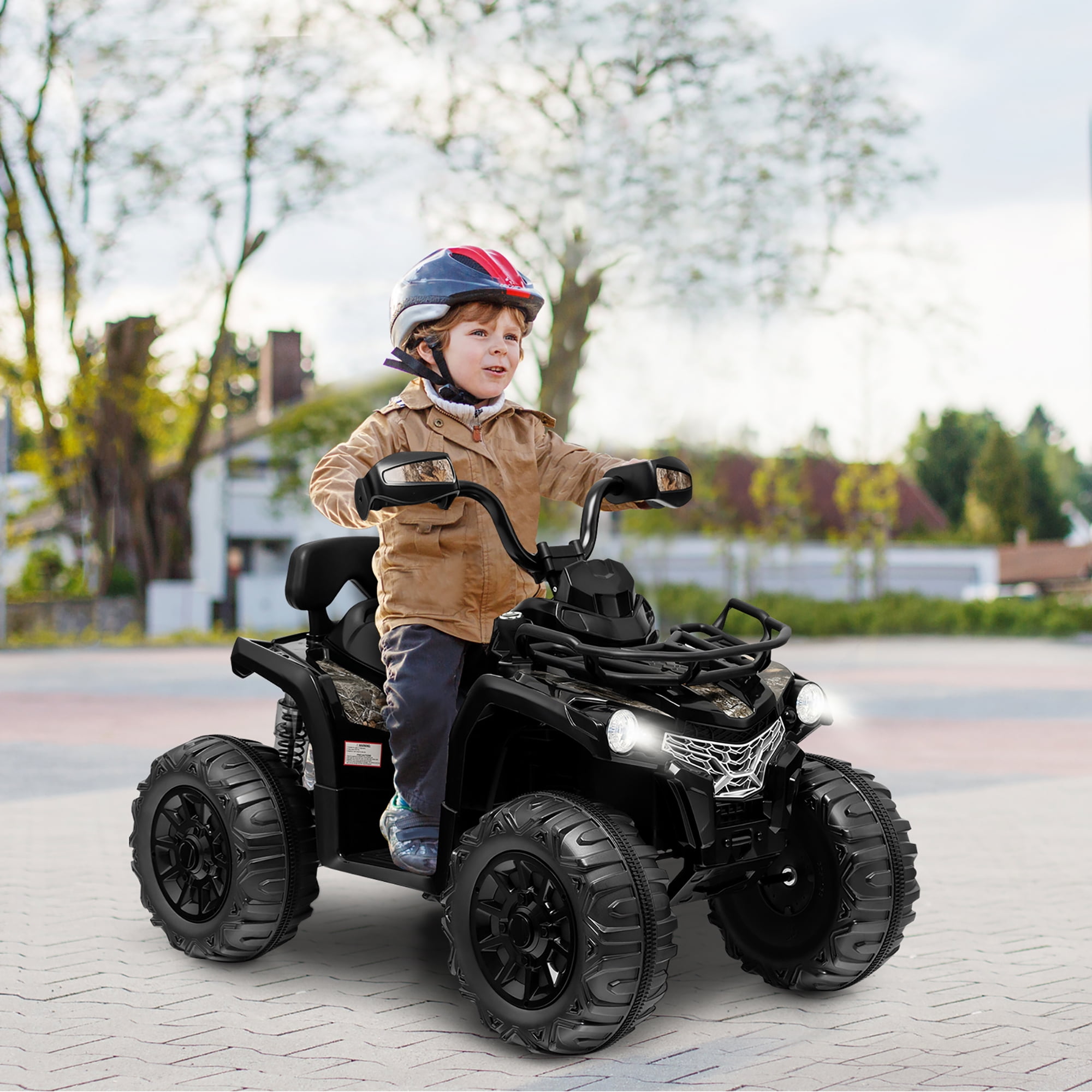 Costway 12V Kids Ride On ATV Electric 4-Wheeler Quad 2 Speeds with Mp3 & Headlights Black