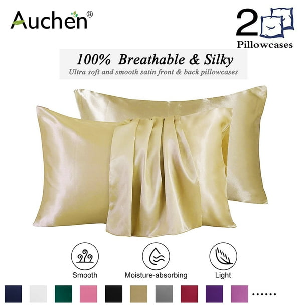 Silk Pillowcase for Hair and Skin, 2 Pack Ultra Silky Satin Pillowcase