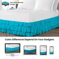 thumbnail image 4 of CCNY 18" Inch Drop Multi Ruffled Bed Skirt Short Queen Size 100% Microfiber Made Turquoise Blue Color, 4 of 6