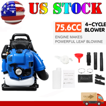 Leaf Blower - 75.6CC 900 CFM 2-Stroke Backpack Gas Powered Blower, Grass Lawn Air Cooling Gasoline with Air-Cooled, Snow for Garden