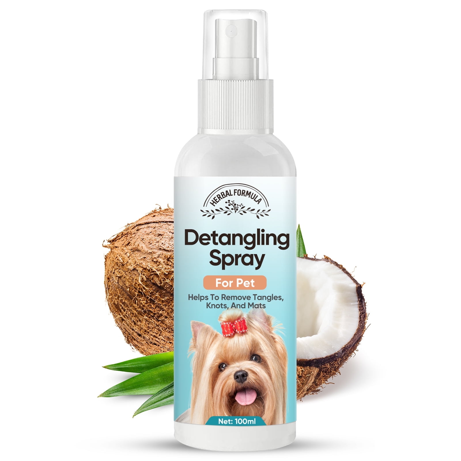 Sovob Coconut and Vanilla Detangler Spray for Dogs Leave-in Dog Hair Detangler Spray Matted and Dog Detangler Spray, 3.4 fl oz