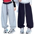 thumbnail image 4 of Gubotare Kids Pants Girls' Sweatpants Soft Athletic Lounge Joggers Kids High Waist Casual Pants 5T 6T (Navy,5-6 Years), 4 of 9