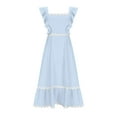 thumbnail image 5 of HAPIMO Tea Length Loose Dress for Women Dot Print Vacation Ruffle Swing Hem Short Sleeve Clothing Summer Beach V Neck Sundress Retro Boho, 5 of 7
