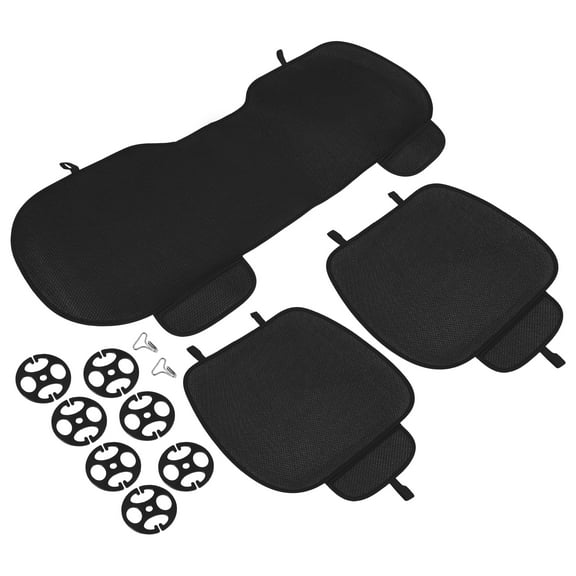 Unique Bargains 3pcs Set Car Front & Back Seat Cushion Black Breathable PU Leather Universal Interior Seat Protector Mat