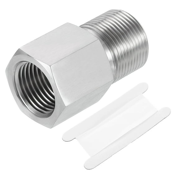 Pipe Fitting Reducing Adapter, M24 x 1/2" NPT Reducer Connector, Silver