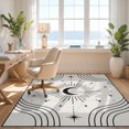 thumbnail image 3 of Design&I 8'x10' Washable Area Rug Extra Large Skid-Resistant Low Profile Black White Celestial Motif with Curved Lines Elegant Design, for Living Room, Family, 3 of 7