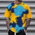 thumbnail image 2 of FINALGANG Mens Short Sleeve Crewneck TShirts With Colorful Paint Splatter Print Casual Loose Fit Streetwear Tees For Summer Holiday Daily Wear Yellow S, 2 of 4