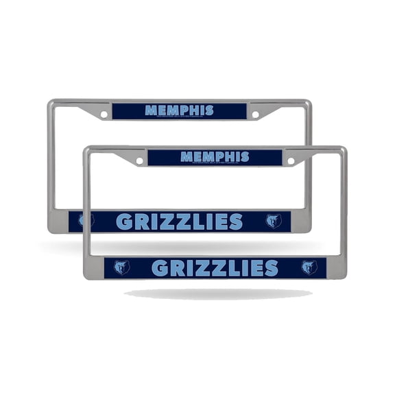 Memphis Basketball Grizzlies (Set of 2) Chrome Metal License Plate Frames