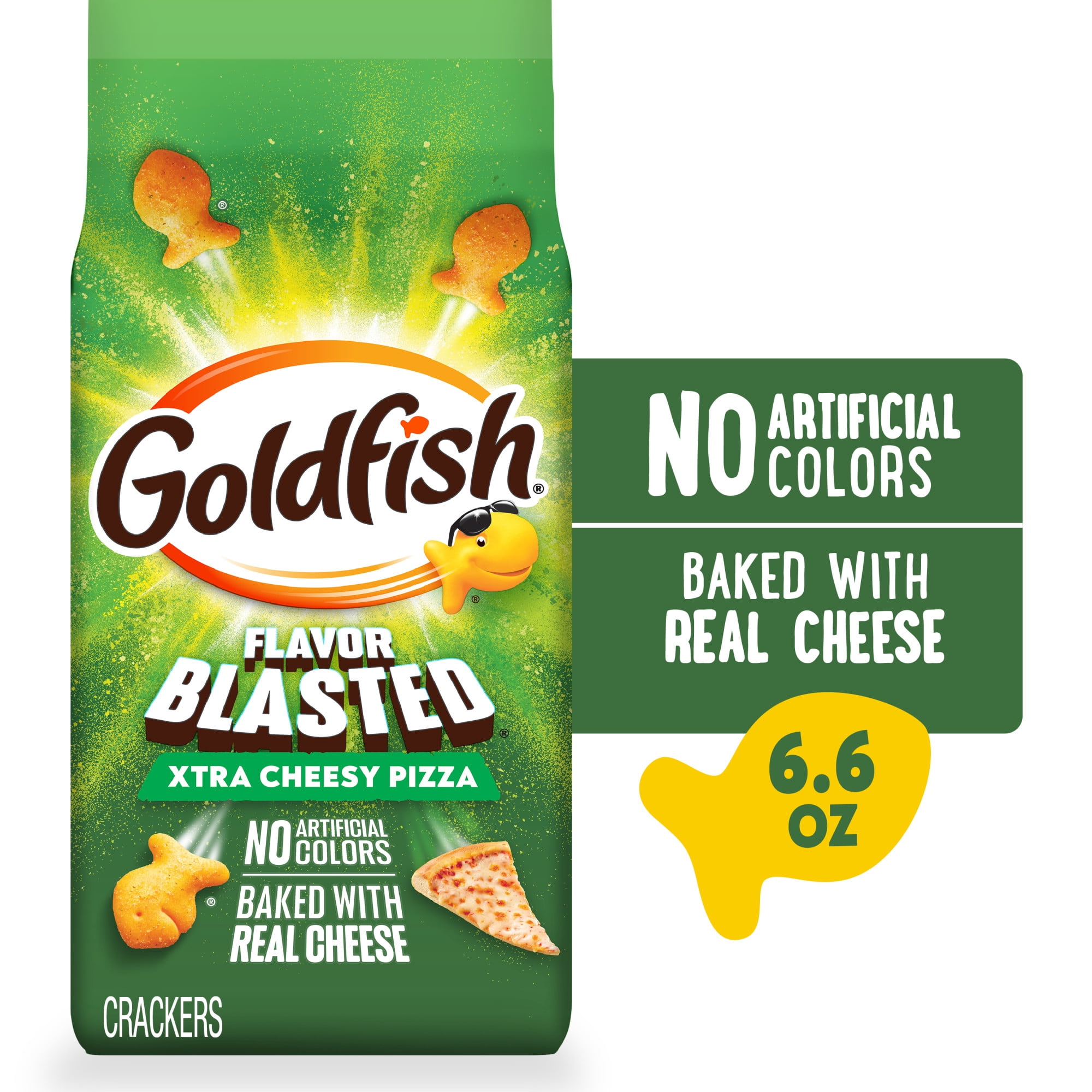 Goldfish Flavor Blasted Xtra Cheesy Pizza Cheese Crackers, 6.6 oz Bag