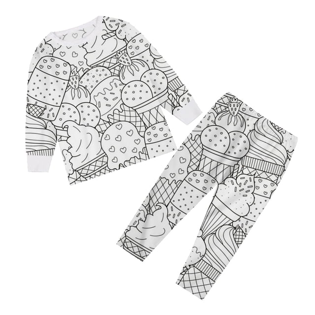 Ensemble de Vêtements de Maison Peints à la Main pour Garçons, Ensemble de Pyjama à Colorier pour Filles