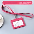 thumbnail image 1 of Neutral Minimalist Style PU Leather Protective Sleeve for ID Card Work Badge Student School Name Tag Lanyard Buckle Home Use, 1 of 5