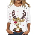 thumbnail image 2 of Pntutb - Camiseta holgada con estampado de moda para mujer, blusa de manga 3/4, cuello redondo, tops casuales Pntutb Pntutb-1859, 2 of 4