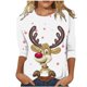 thumbnail image 1 of Tops Navideños Para Mujer Blusas Moda Impreso Camiseta Suelta 3 4 Mangas Cuello Redondo Casual Odeerbi  ODB191460, 1 of 4