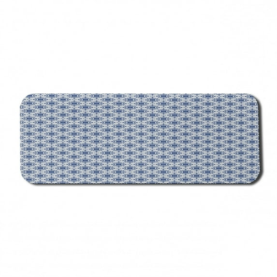 Moroccan Computer Mouse Pad, Floral Inspired Classical Oriental Damask Repeating Simplistic Print, Rectangle Non-Slip Rubber Mousepad Large, 31" x 12", Off White Dark Sky Blue, by Ambesonne