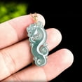 thumbnail image 4 of EOEMY Burmese Jadeite Dragon Pendant Jade Necklace Blue 925 Silver Natural Emerald, 4 of 6