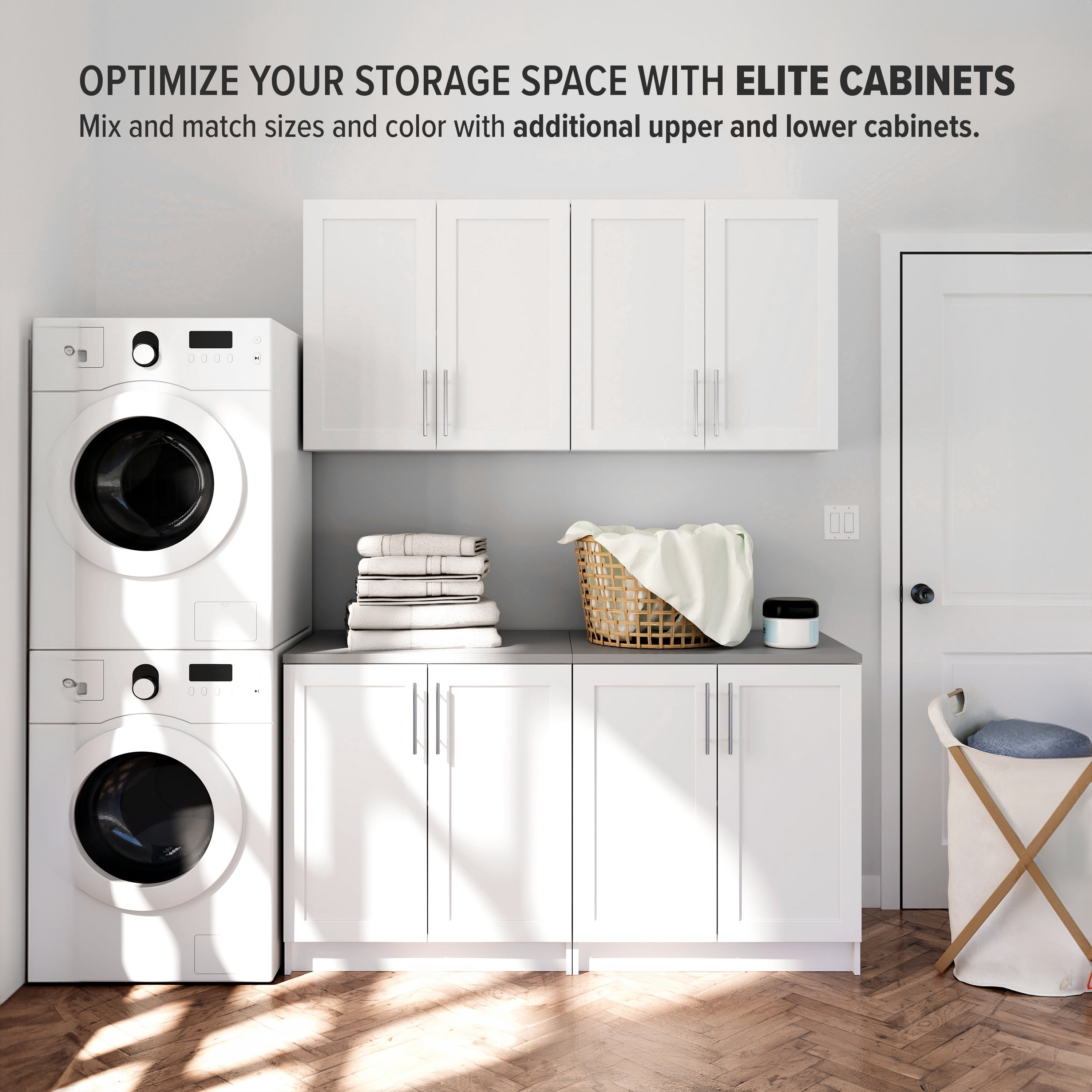 Prepac Elite 32" H Wall Cabinet with Panel Doors, White Storage Cabinet, Bathroom Cabinet, Pantry Cabinet with with 1 Adjustable Shelf 12.75" D x 32" W x 30" H, WSUR-1003-1
