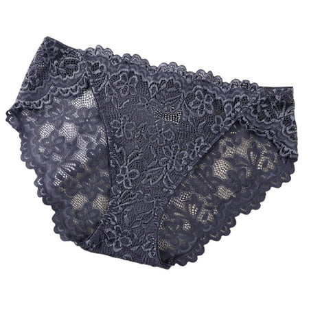 BYHONG Border European and Lace Briefs Close Fitting Comfortable Thin Cut Out Women s Briefs Panties for Women Pack Blue S