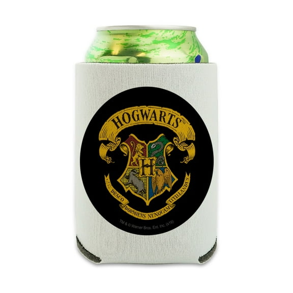 Harry Potter Ilustrated Hogwart's Crest Can Cooler - Drink Sleeve Hugger Collapsible Insulator - Beverage Insulated Holder